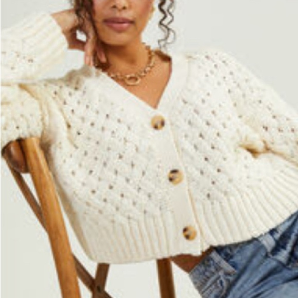 Altar’d State Ivory Button Up Sweater